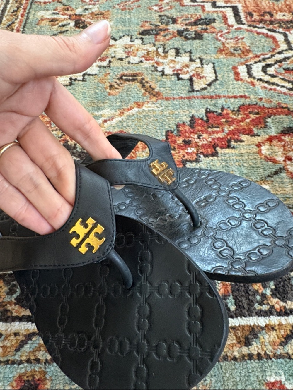 Tory Burch Black Monroe Leather Sandal size 9.5 M - Picture 4 of 6